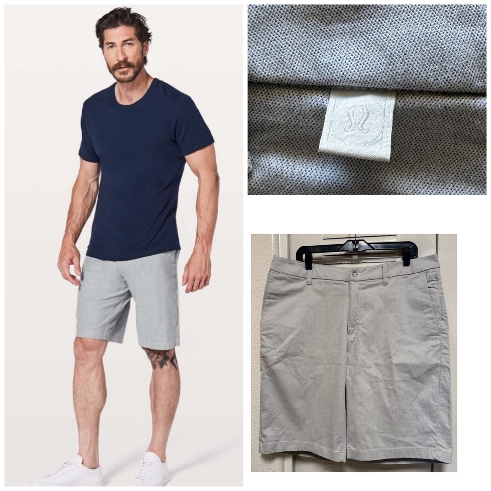 Lululemon Commission Relaxed Short Qwick Oxford Light Gray Sz 36  Flat Front